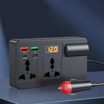 ⚡🔋Hordozható autóinverter 12 V/24 V – 220 V, digitális kijelzővel